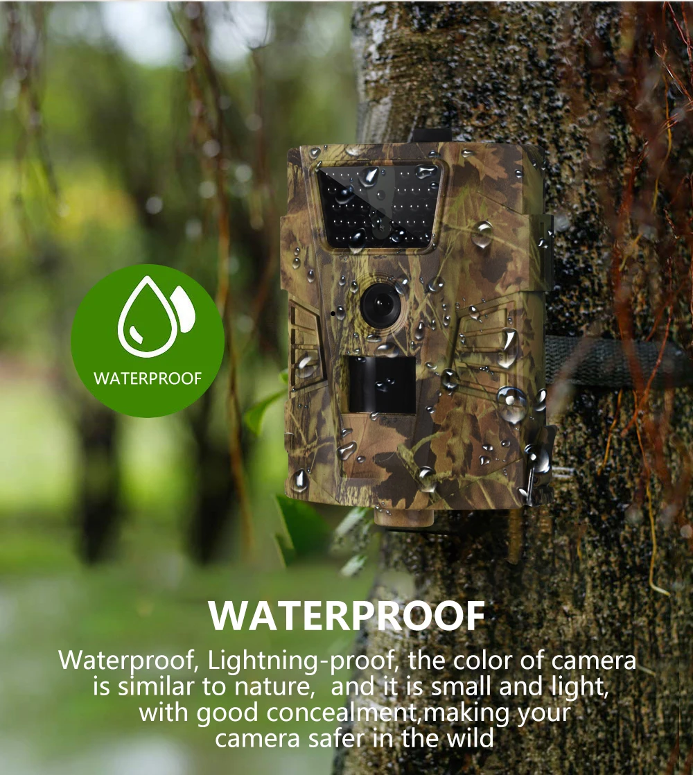 Trail Camera 12MP 1080P Hunting Cameras  850nm IR LED  IP54 Waterproof  Wildlife Photo Traps  Night Vision HT001B