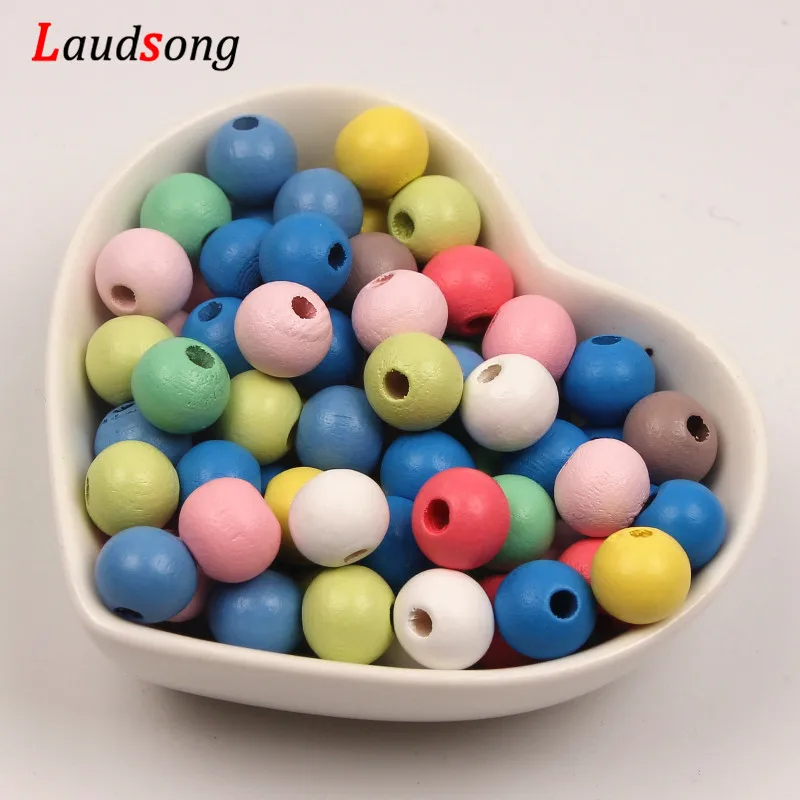 Natural Wood Beads Mixed Color Wooden Round Ball Spacer Loose Beads For Jewelry Making DIY Bracelet Necklace 8/10/12mm