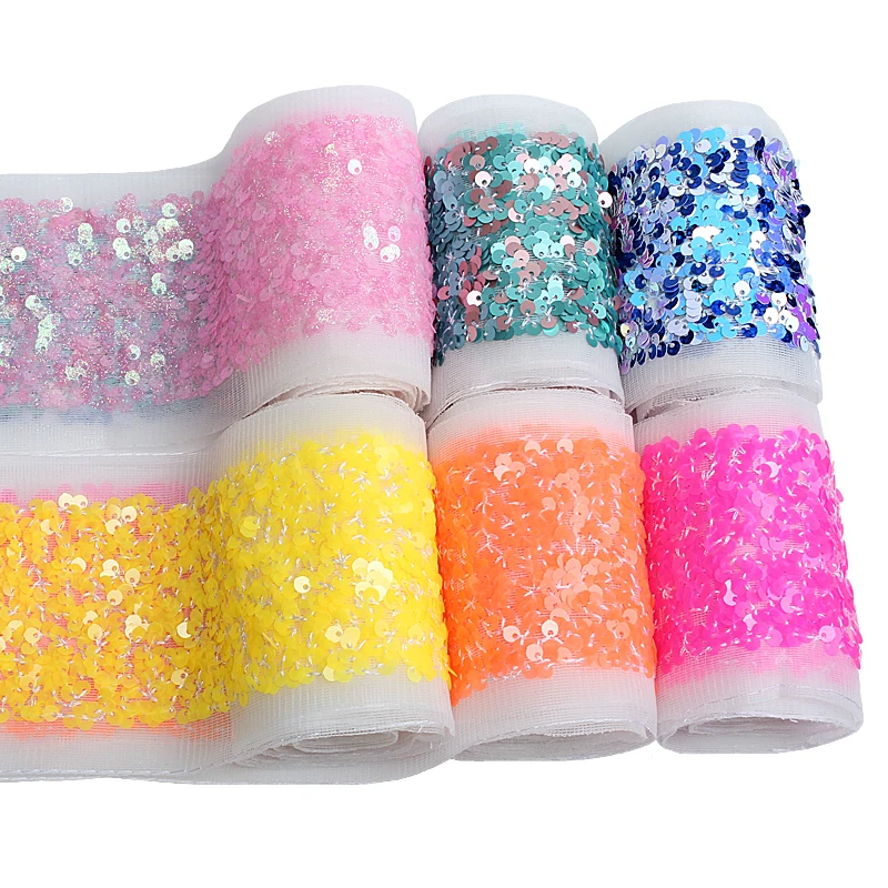 

3inch 75mm new tulle sequin ribbon