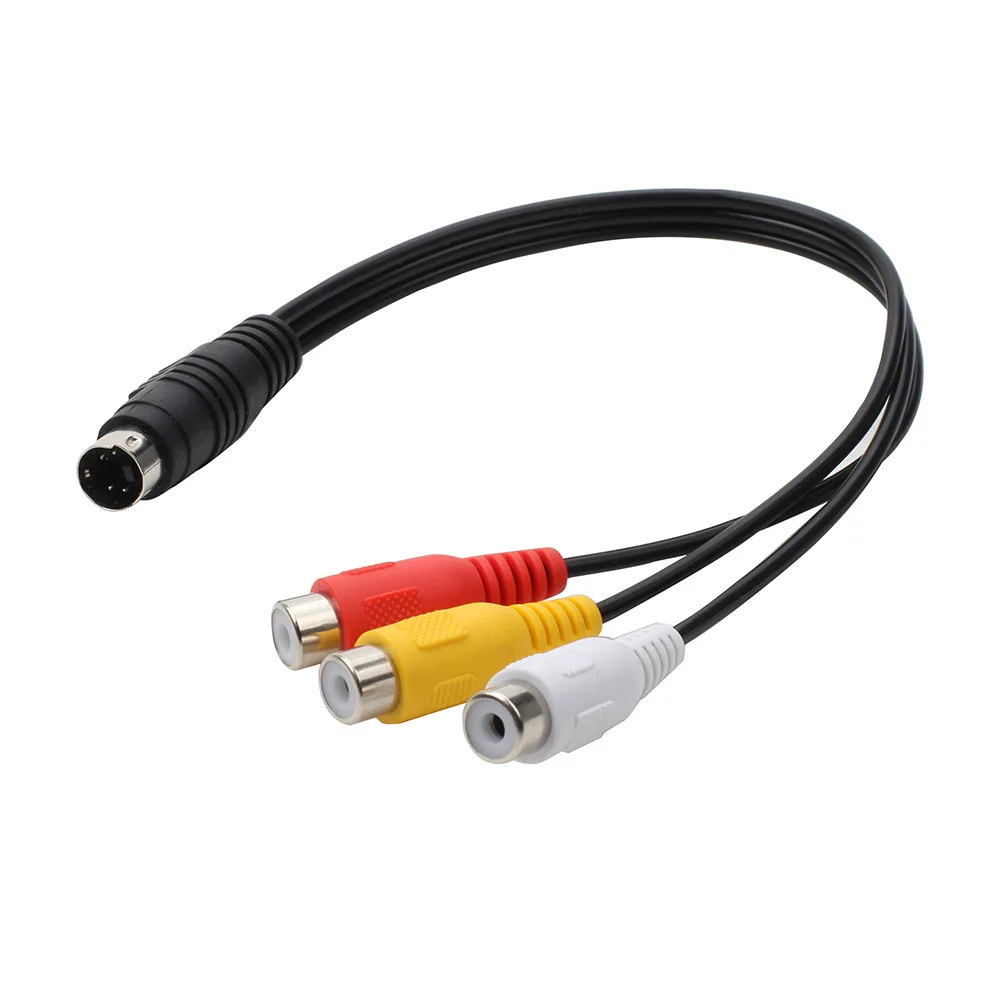 25cm 4 Pin S-Video Male to 3 RCA Female Adapter Splitter AV Cable for Laptop Computer