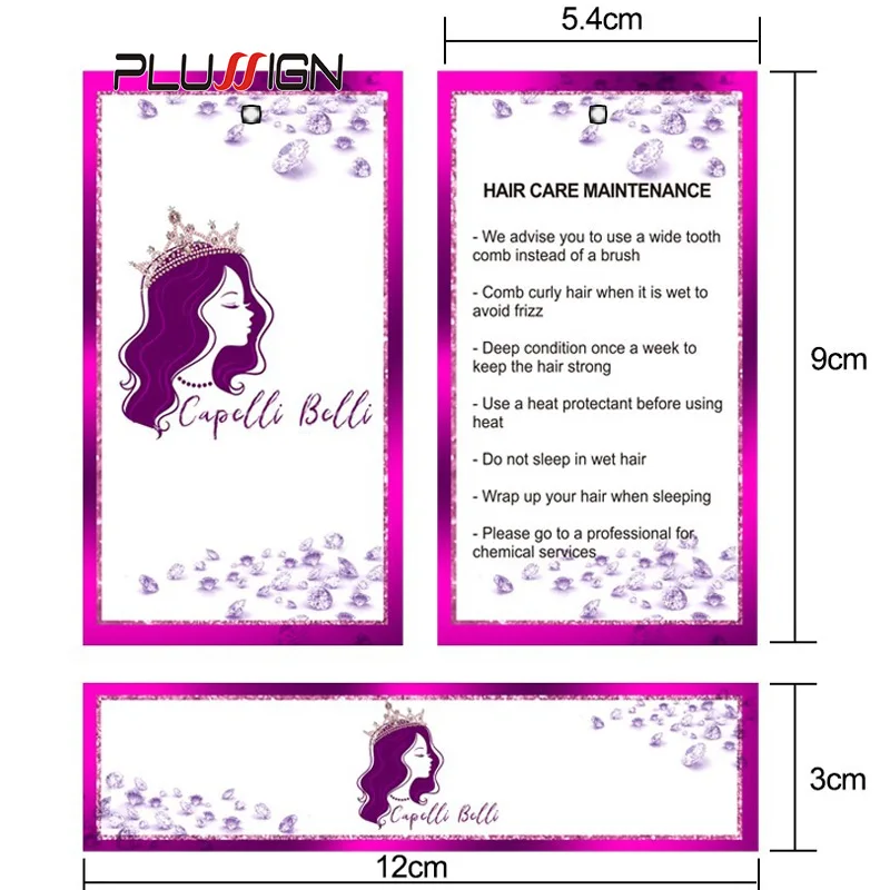 Plussign Logo Paper Hang Tags For Hair Bundles And Wigs Clothes Lable Wrap And Tag For Hair Extension 200Pcs 500Pcs Custom Tag