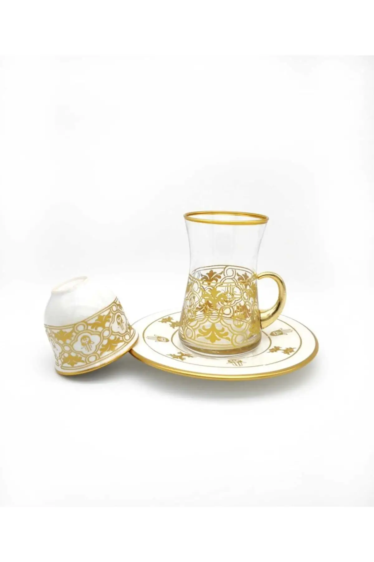 

Pieces of 6 people decorative Tea set Turkish Tea Cup Glass Cup Glass Cup