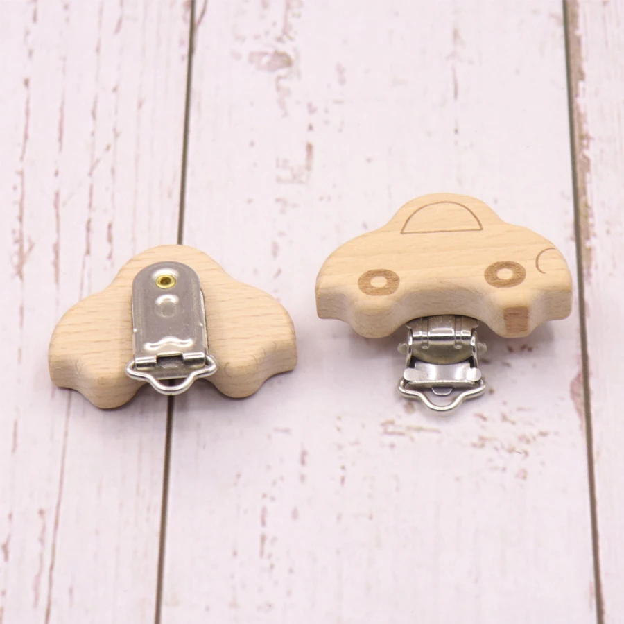 Metal Wooden Pacifier Clips Baby Teething Pacifier chain Solid Color Baby Teether Cute Infant Soother Clasps Holders Accessories