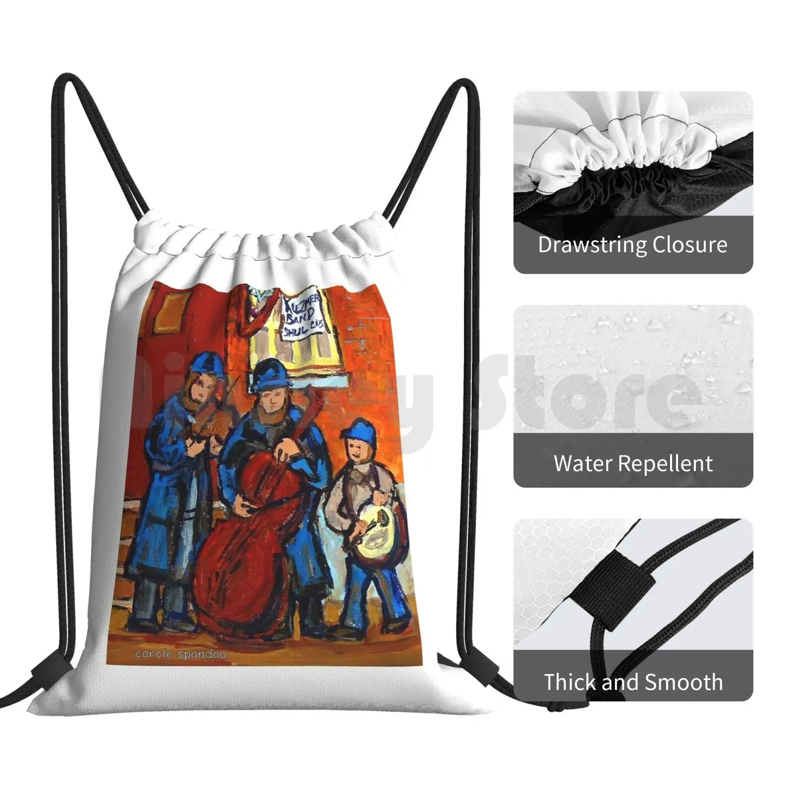 Klezmer Band Playing At A Wedding Backpack Drawstring Bag Riding Climbing Gym Bagg Montreal Bagg Synagogue Bagg Shul Chupa