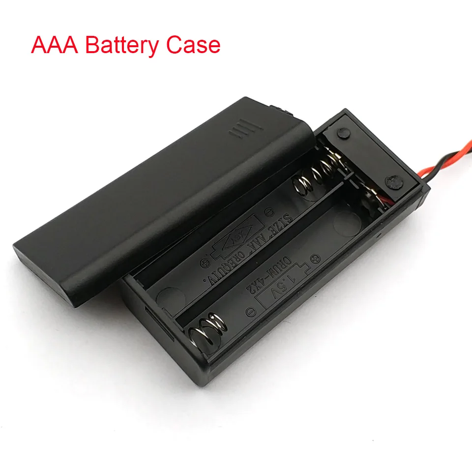 1Pcs AAA Battery Holder Case Box With Leads With ON/OFF Switch Cover 2 Slot Standard Battery Container