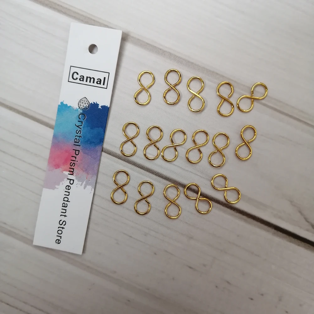 Camal 100pcs 10x5mm Infinity Symbol Gold S 8 Clasp Metal Connector Hook Crystal Pendant Chandelier Part Jewelry Finding