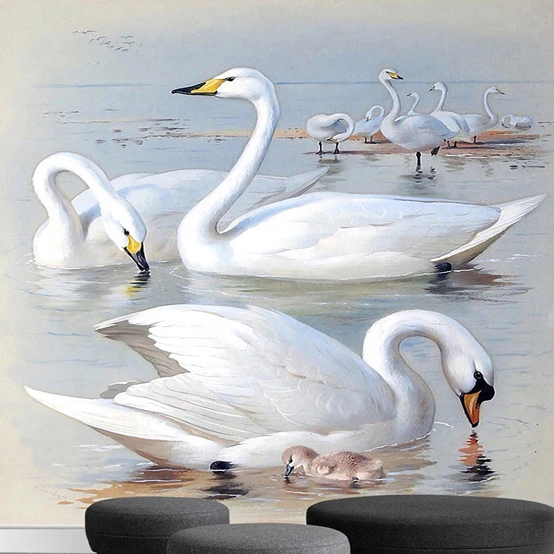 

Home Improvement Custom 3D Photo Wallpapers Beautiful Swan Lake Scenery Backdrop Wall Mural Living Room Kids Papel De Parede