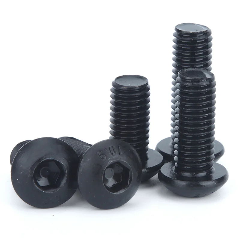 2-50pcs M2 M2.5 M3 M4 M5 M6 M8 M10 grade 10.9 class black oxide ISO7380 alloy steel button head hexagon socket screw