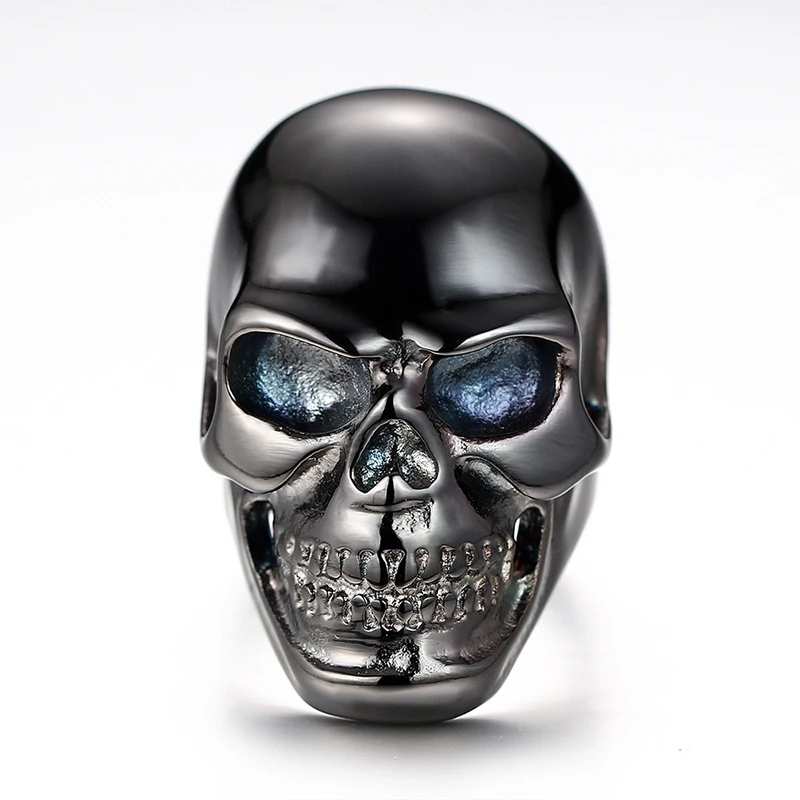 Retro Gothic Punk Stainless Steel Men Rings Trendy Black Skull Rings For Men Jewelry Halloween Accessories