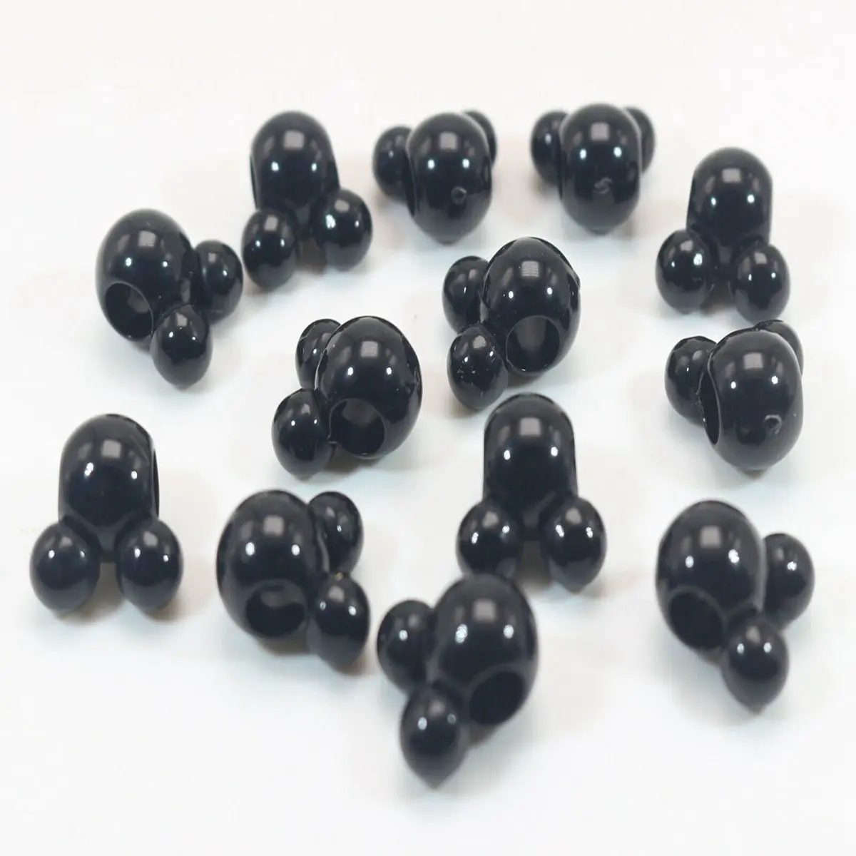 Craft DIY Black Red Color Acrylic Mouse Face Charm Beads 14mm 16mm Large Hole