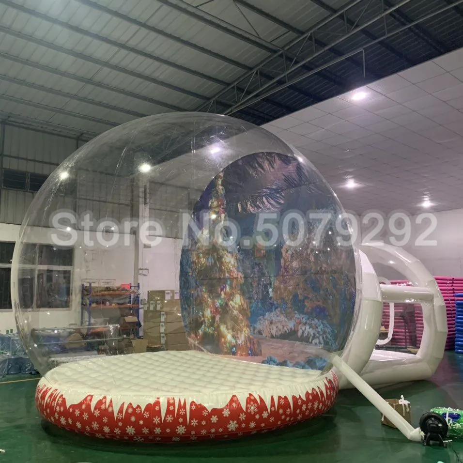 

New Design Inflatable Snow Globe With Tunnel Customized Clear Snow Globe For Christmas Decoration Outdoor Snow Globe Photo Booth