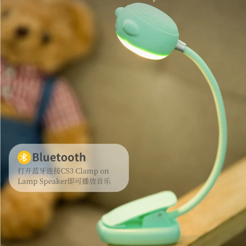 Night light cathead wireless Bluetooth speaker with clip led bedside table lamp