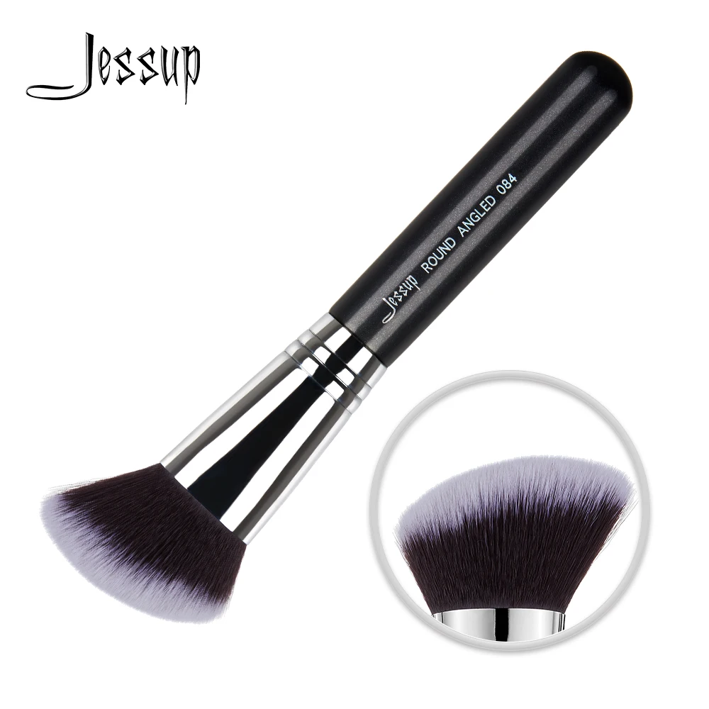 Jessup Face Single Makeup Brush Round Angled High-Quality Professional Black-Silver Fiber Hair brochas maquillaje Brush 1pcs 084