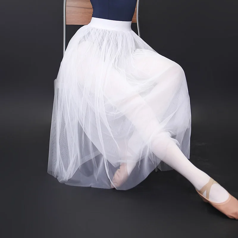 Ballet Skirt Long Ballet Tutu White Ballerina Tutus Adulto Women Lyrical Tulle Ballet Skirt Girl Ballerina Costumes 3 layer yarn