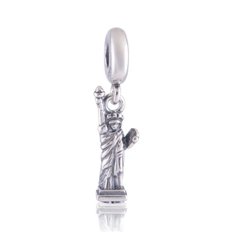 New York Statue of Liberty 925 Sterling Silver Charms for Bracelet DIY Jewelry Travel Vintage Silver Beads for Jewelry Making