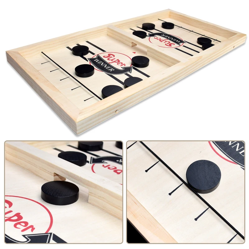 Gioco Da Tavolo Hockey Sling Puck In Legno – Tabellone Veloce Per Due Giocatori, Interattivo E Educativo. Perfetto Per Serate In Famiglia E Regalo Bambini. - 3
