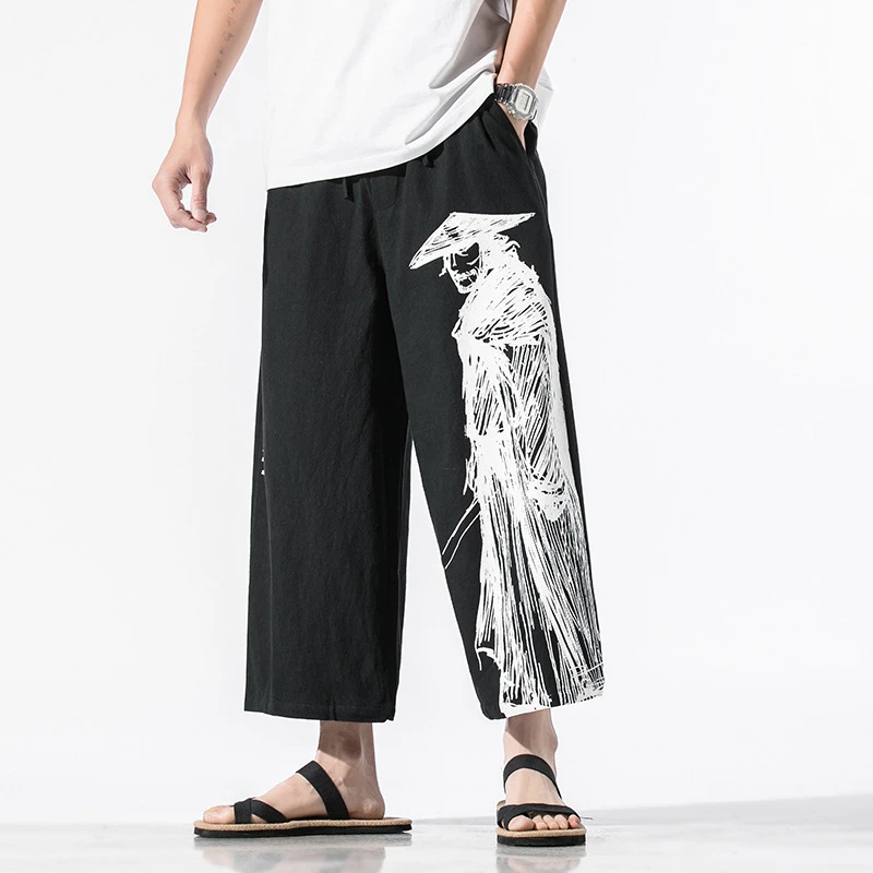 

2022 Autunm Men's Cotton Linen Harem Pants Men Jogger Trousers Streetwear Hip Hop Wide Leg Loose Casual Pants 5xl