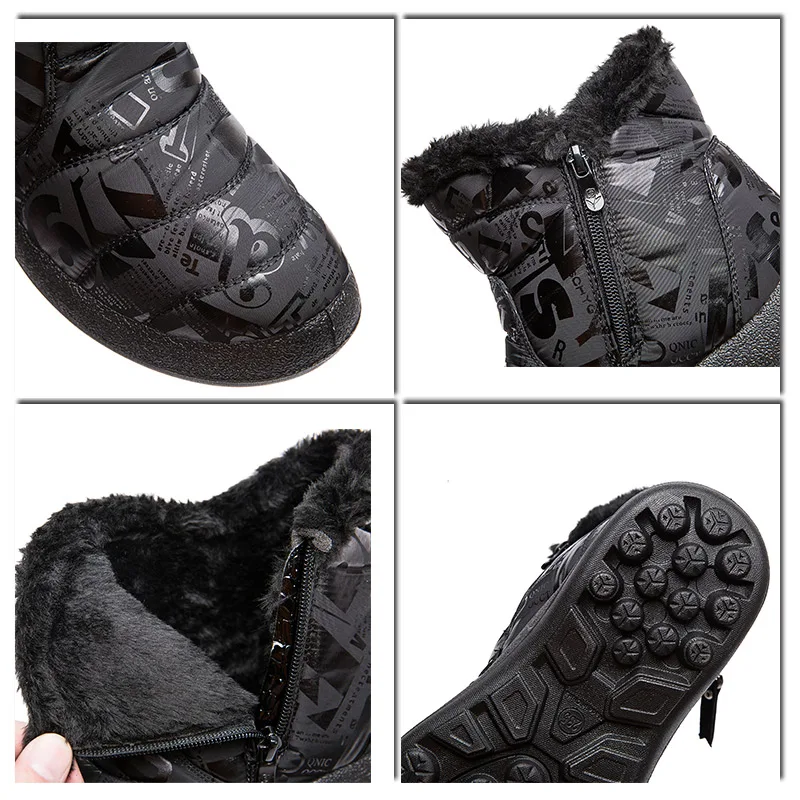 Women's Boots 2023 Fashion Waterproof Winter Shoes Women's Snow Boots Zipper Winter Boots Low Heel Ankle Botas Mujer Large 34-43