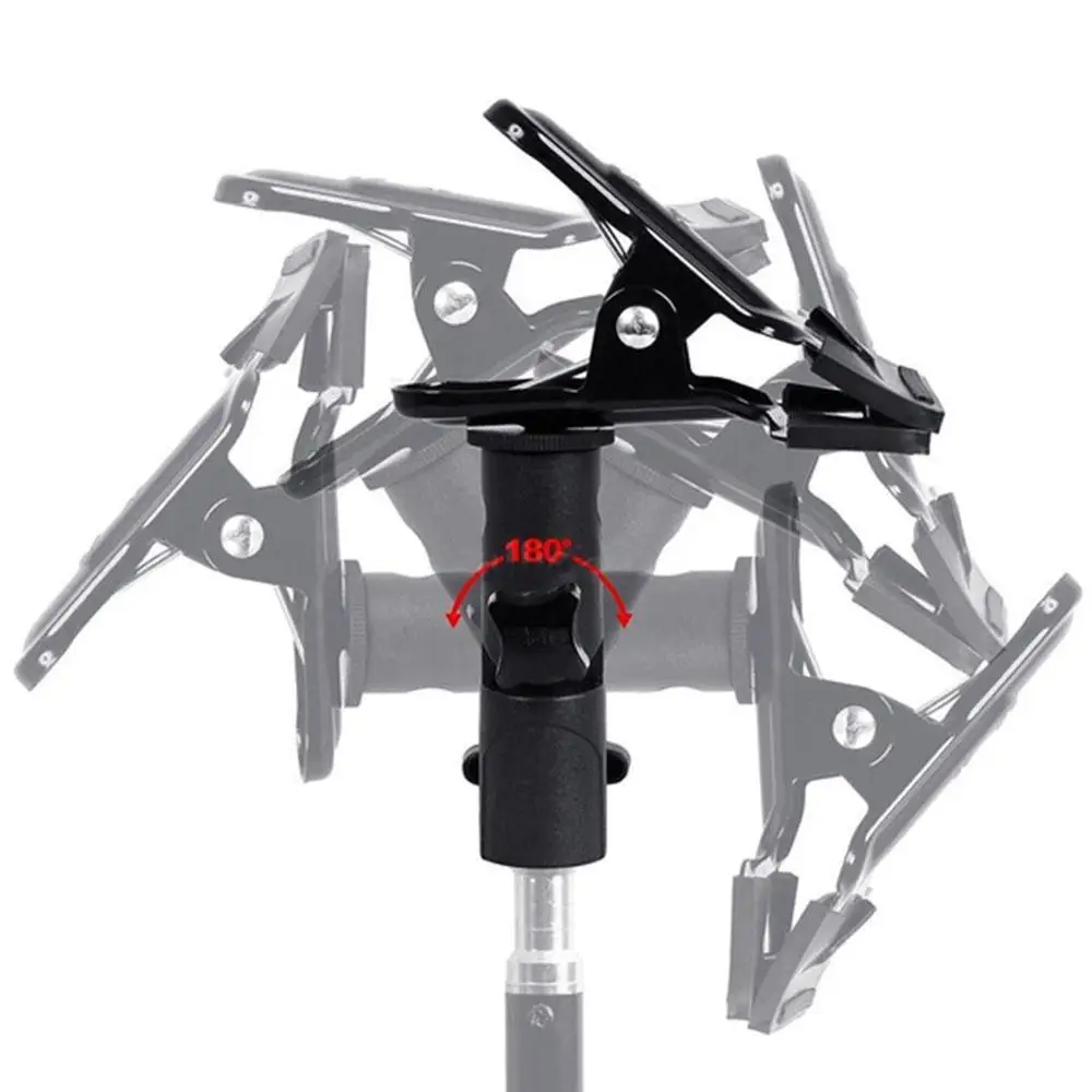 Uniwersalny zacisk reflektora zacisk mocujący lekki statyw mocowanie 1/4 "do 3/8" śruba do mocowania Adapter przegubowy na tło do studia fotograficznego