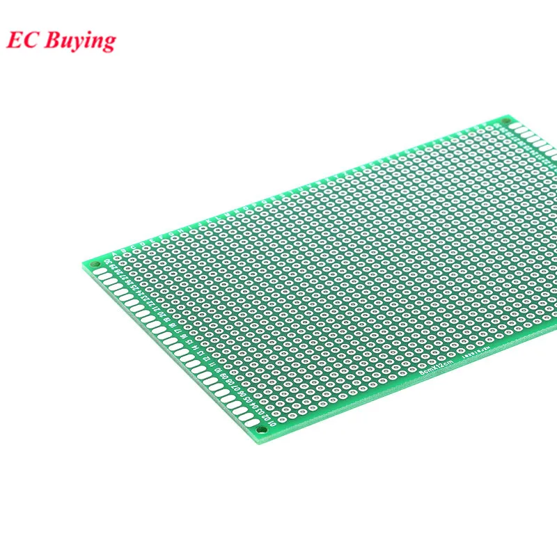 양면 프로토타입 PCB 브레드보드, 아두이노용 범용 인쇄 회로 기판, 유리 섬유, 1.6mm, 2.54mm, 8x12cm, 5 개