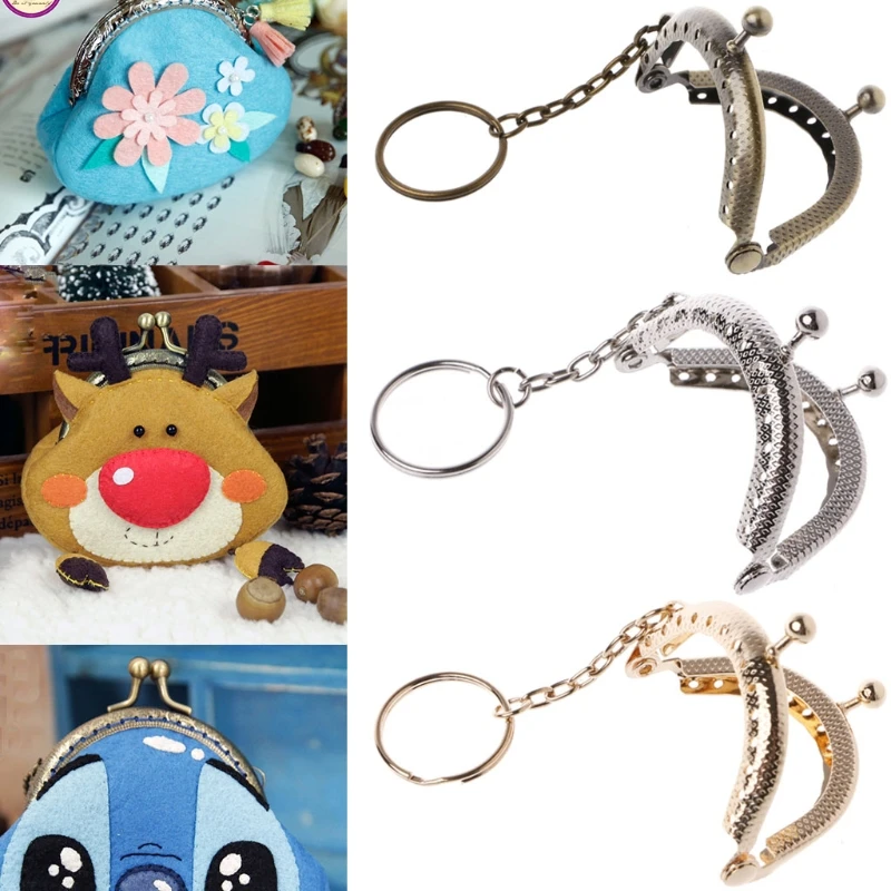 1PC Coin Purse Bag Arch Frame Kiss Clasp Lock With Key Ring  DIY Craft 5cm 