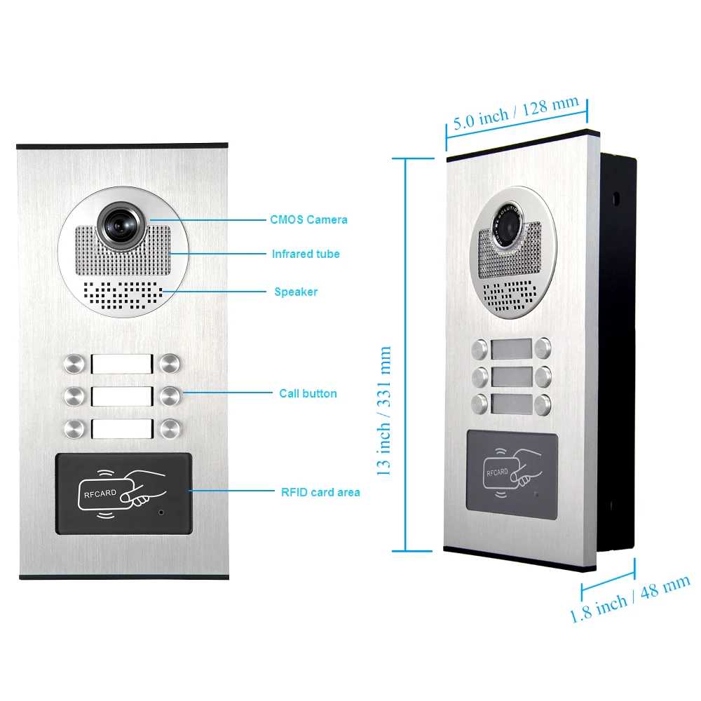 [Latest Upgrade Ver] 2/3/4/6 Units Apartment intercom Video Intercom system Ethernet Cable Connect, Single-Supply, ID Key Unlock