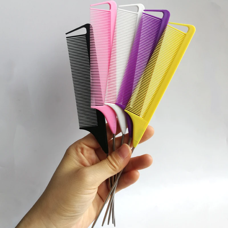 Professional Pointed Tail ผมจัดแต่งทรงผมหวีป้องกันไฟฟ้าสถิตย์แปรงย้อมผมตัดผมเข็มเหล็ก Pin Rat Tip Combs อุปกรณ์ตัดผม