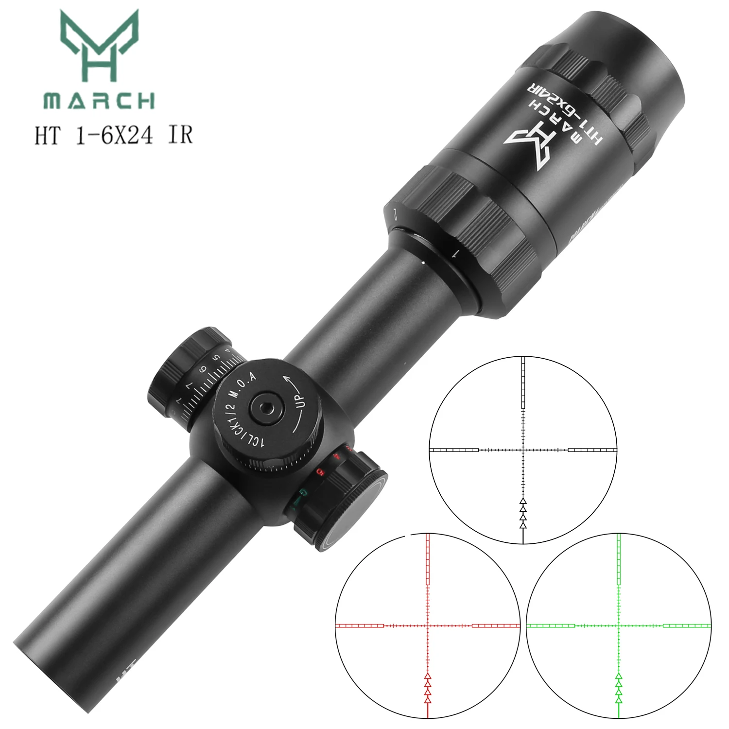 MARCH HT 1-6X24 IR Tactical Spotting Rifle Scope AirGun Riflescope Hunting Pneumatic Gun Telescopic Sight TF Optical