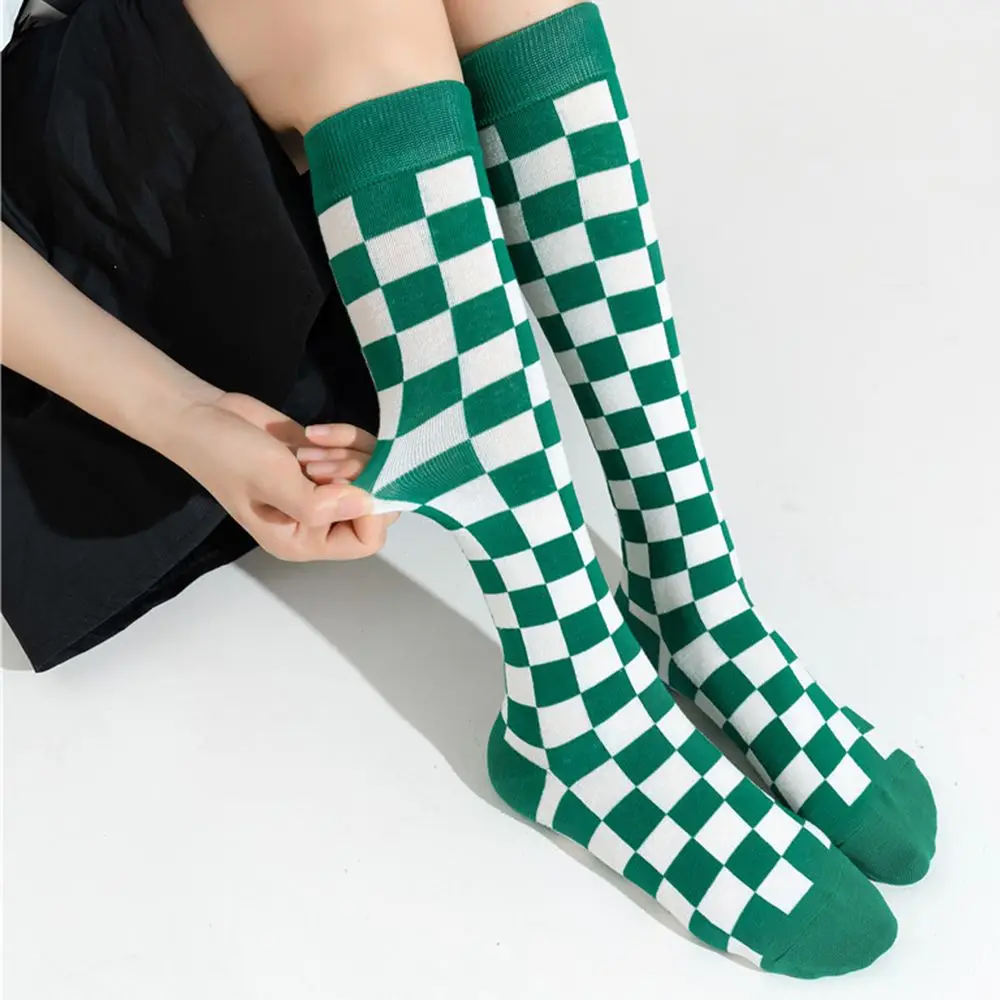 Daily Comfortable Checkerboard Women Hosiery Korean Style Versatile Socks Plaid Cool Harajuku Stocking Breathable Simple Sock