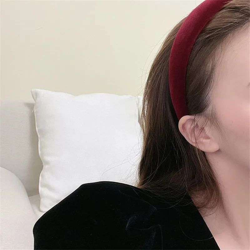 Solid Velvet Bezel Women Korean Fashion Headband Girls Vintage Knit Soft Hairband Headwear Lady Hair Rubbers Elastic Hair Bands