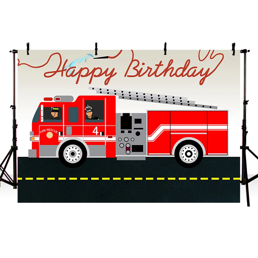 Avezano Birthday Party Background Fire truck Firefighter Hero Boy Decor Vinyl Backdrops For Photo Studio Photophone Photozone