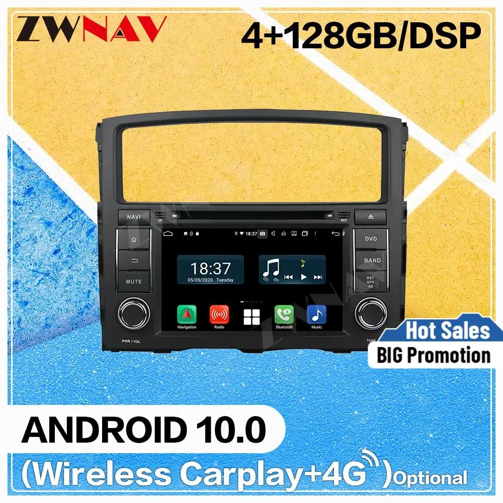 128G Carplay Android 10 DVD Player for MITSUBISHI PAJERO 2006 2007 2008 2009 2010 2011 2012 GPS Navi Auto Radio Stereo Head unit