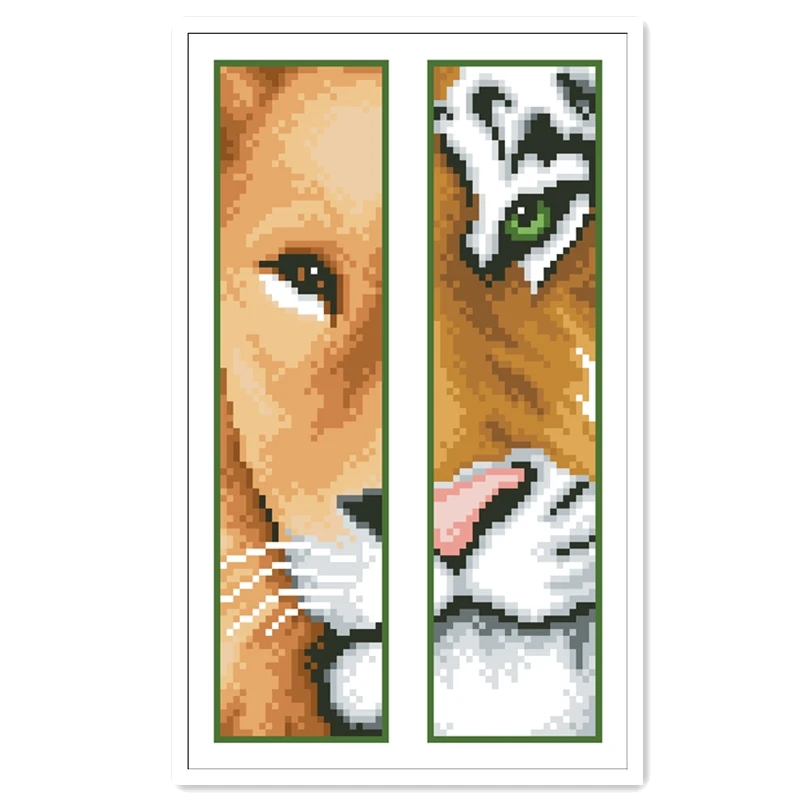 Tiger dogs  patterns on both sides  bookmarks cross stitch kit counted 18ct 14ct Plastic Fabric needlework embroidery Craft kit