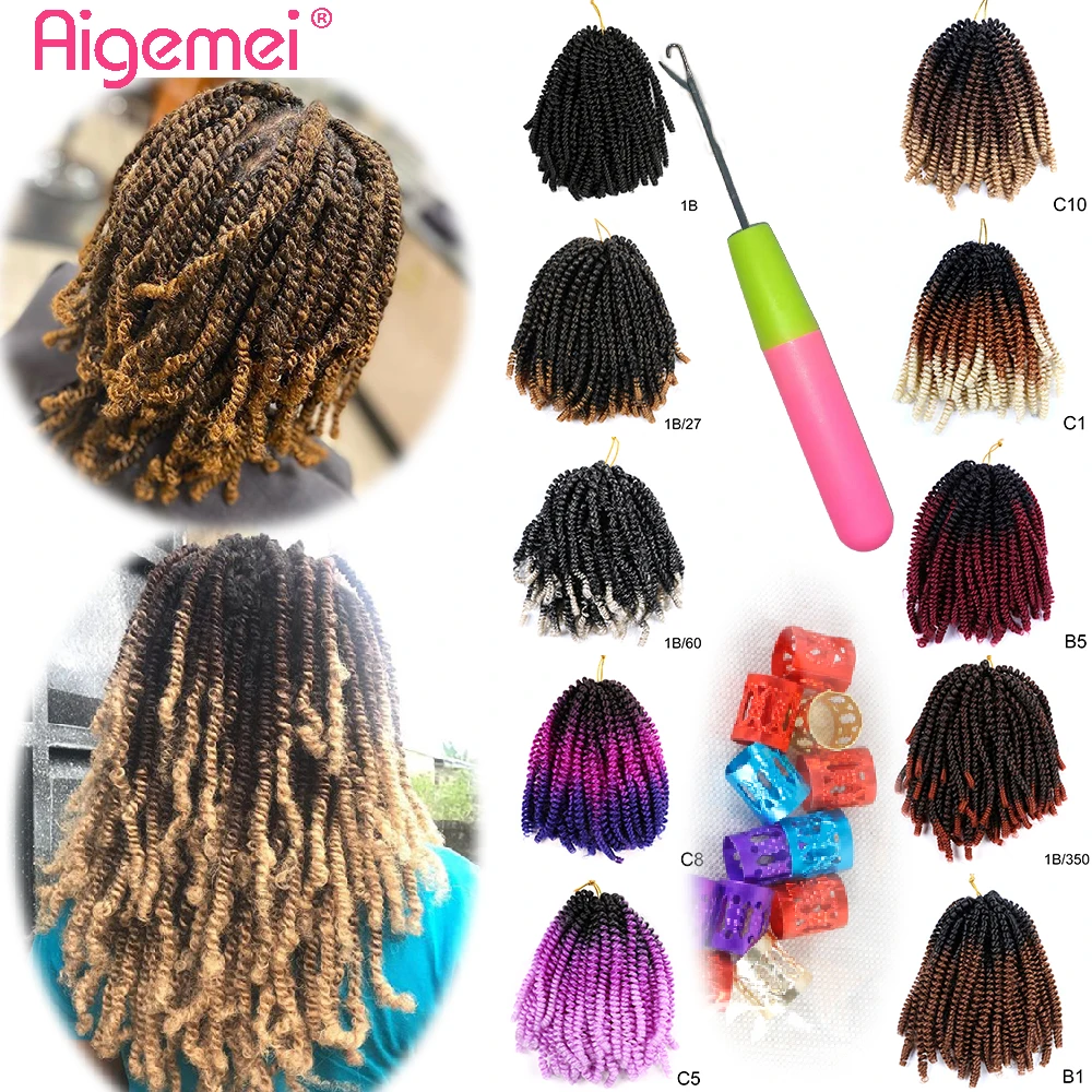 Aigemei 8\'\' Spring Crochet Hair Bomb Dreadlock Twist Low Temperature Fiber Synthetic Braiding Hair Jamaica Bounce For Women