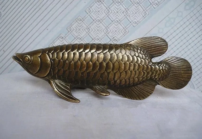 

Chinese Folk Culture HandMade Brass Bronze statue Fish Sculpture