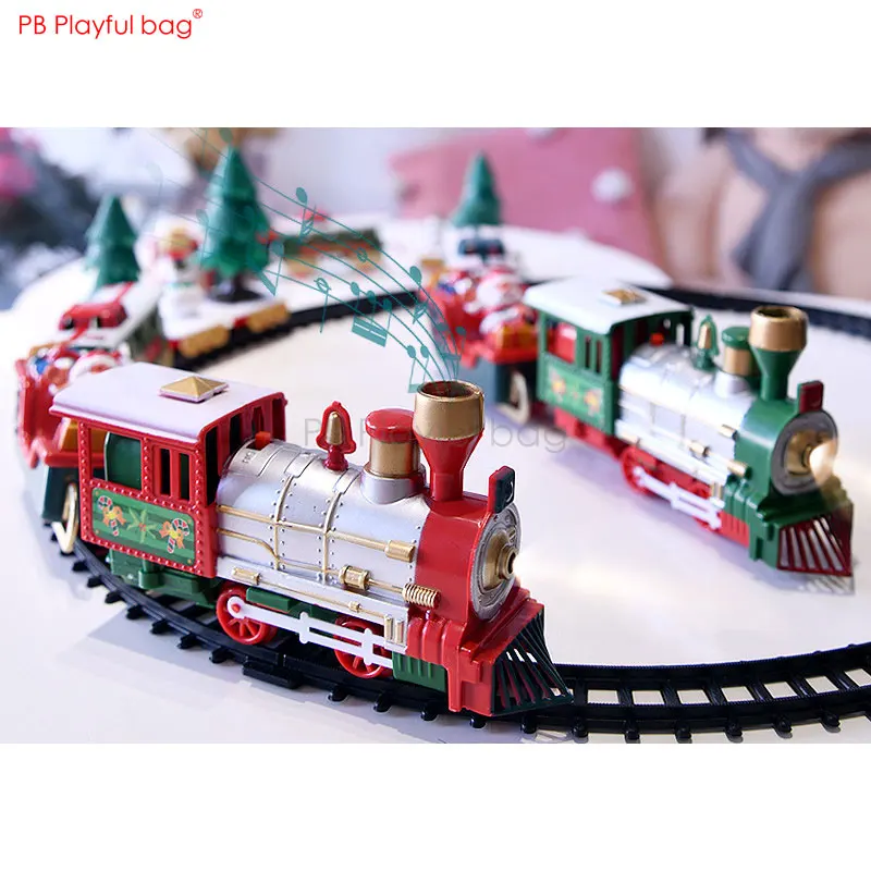 Playful bag Christmas Musical Santa's train Electric train toy Creative New Year train model toys Children Christmas gifts AA64