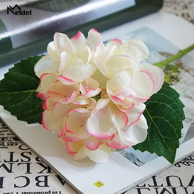 Single Branch Hydrangea Artificial Flower Big Fake Hydrangeas Artificial Flowers For Party Wedding Home Table Decor Faux Flowers