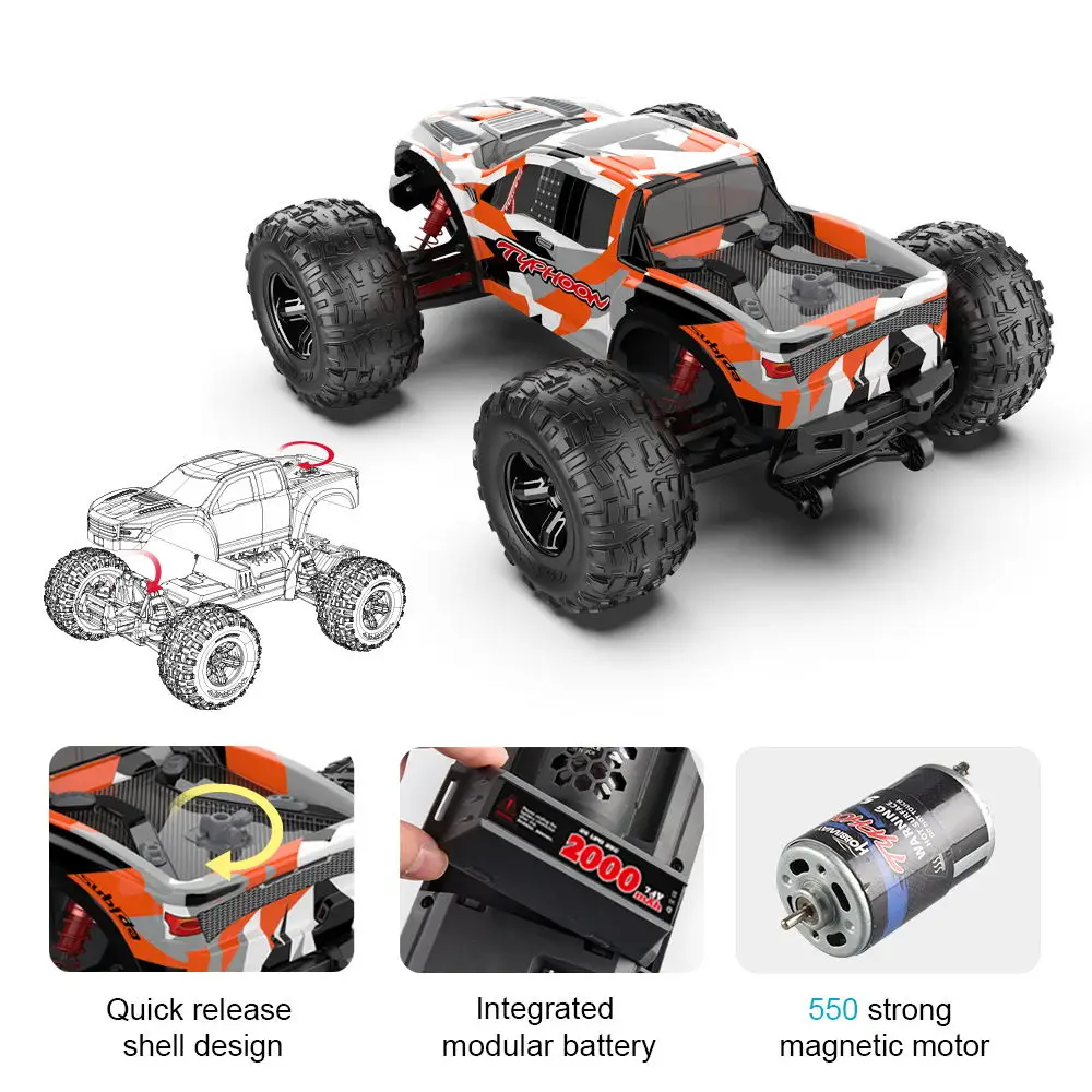 EBOYU S900 RC Car 2.4Ghz 1:10 Scale 4WD RC Car 48KM/H High Speed Big Feet Car Off Road Waterproof Monster Remote Control Car RTR