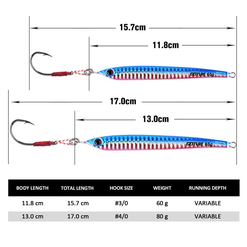 Goture 4 sztuk/partia 60g 80g Jig łyżka Fishing Lure Wobblers pionowe odlewania Jigging ołów ryby twarde sztuczne przynęty dla przynęty połowów