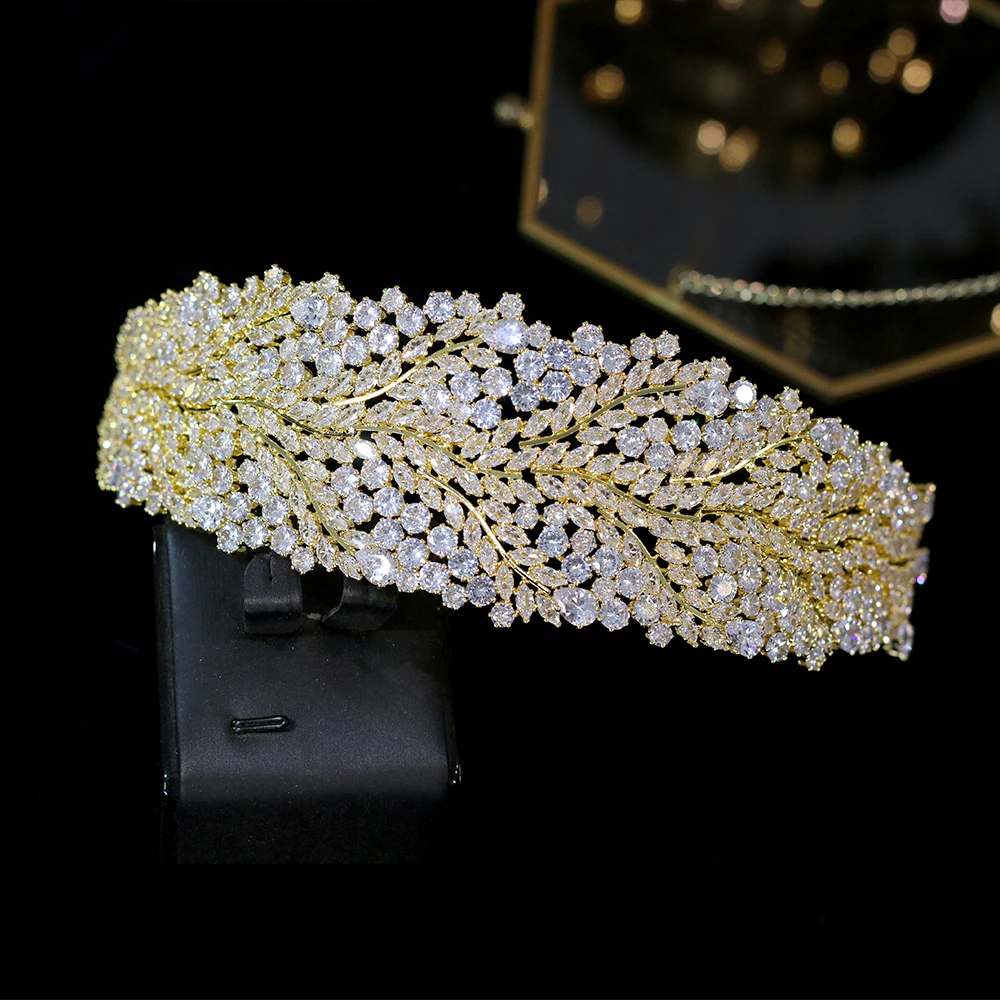 2024 nuovo cristallo Cubic Zirconia corona accessori per capelli da sposa CZ fascia fiore diadema bellezza Dubai sposa gioielli