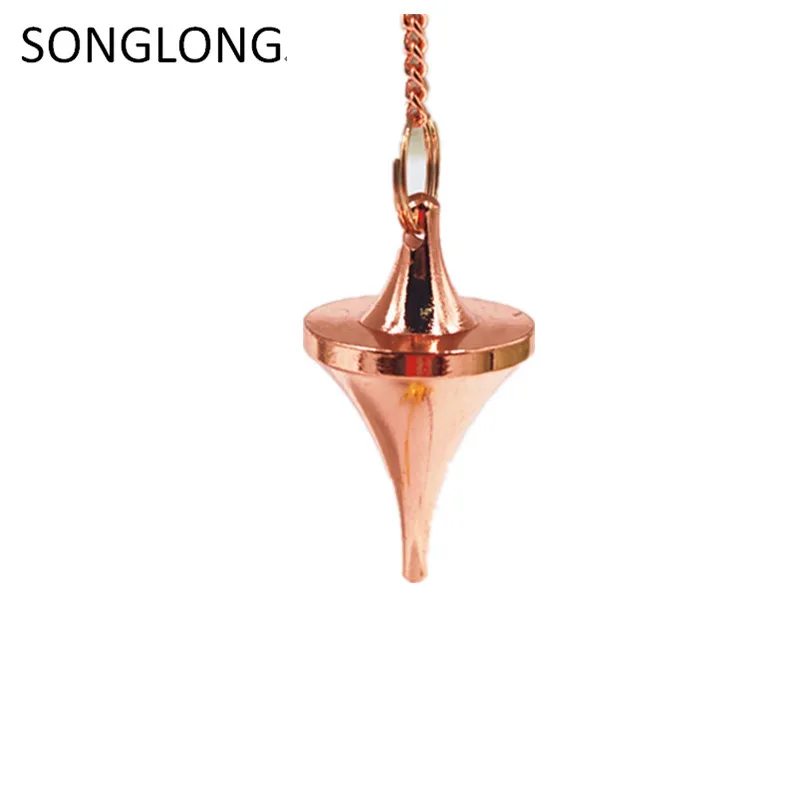 Pendulum for dowsin Healing Pyramid Reiki Copper Metal Pendant Charms Chrome Rose Gold Color Fashionable With Chain