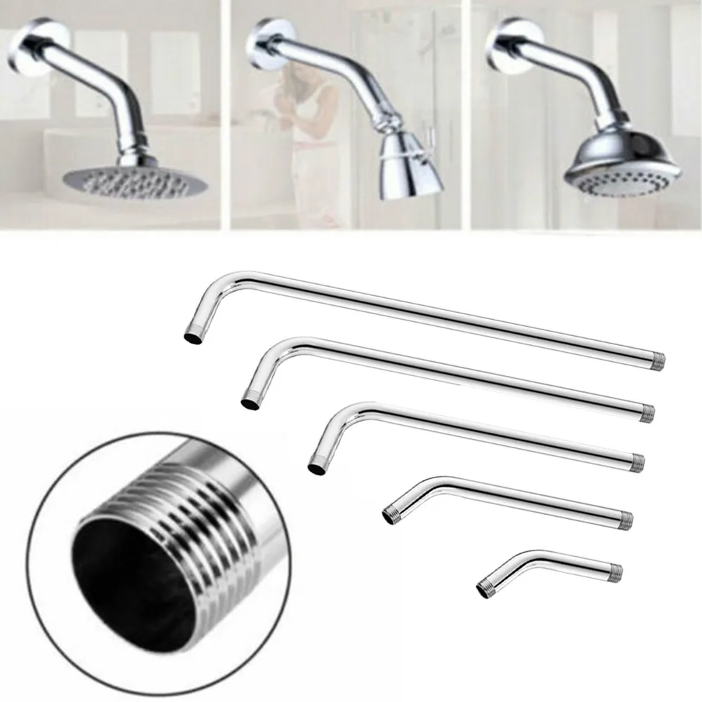 Stainless Steel Shower Head Extension Arm Straight Angled Extra Hose Pipe Shower 15/21/23/29cm  Bathroom Fixture