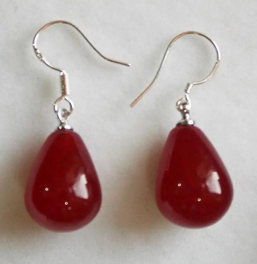 

Hot Sell water drop 12*16mm beautiful red jades earring