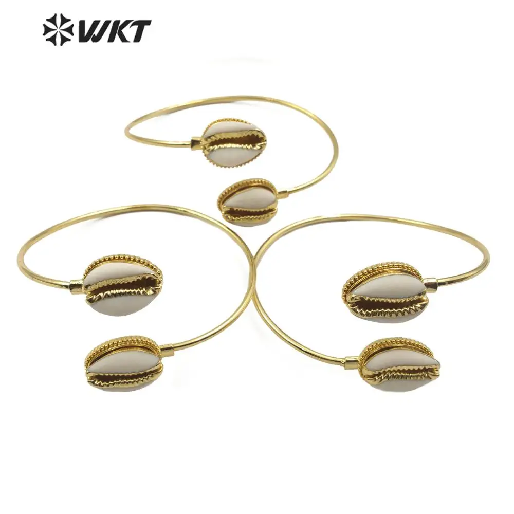 WT-B504 WKT Natural Cowrie Vintage Design Double Cowrie Bracelets Can Adjustable Bohemia Gift For Women Charm Bracelet Jewelry