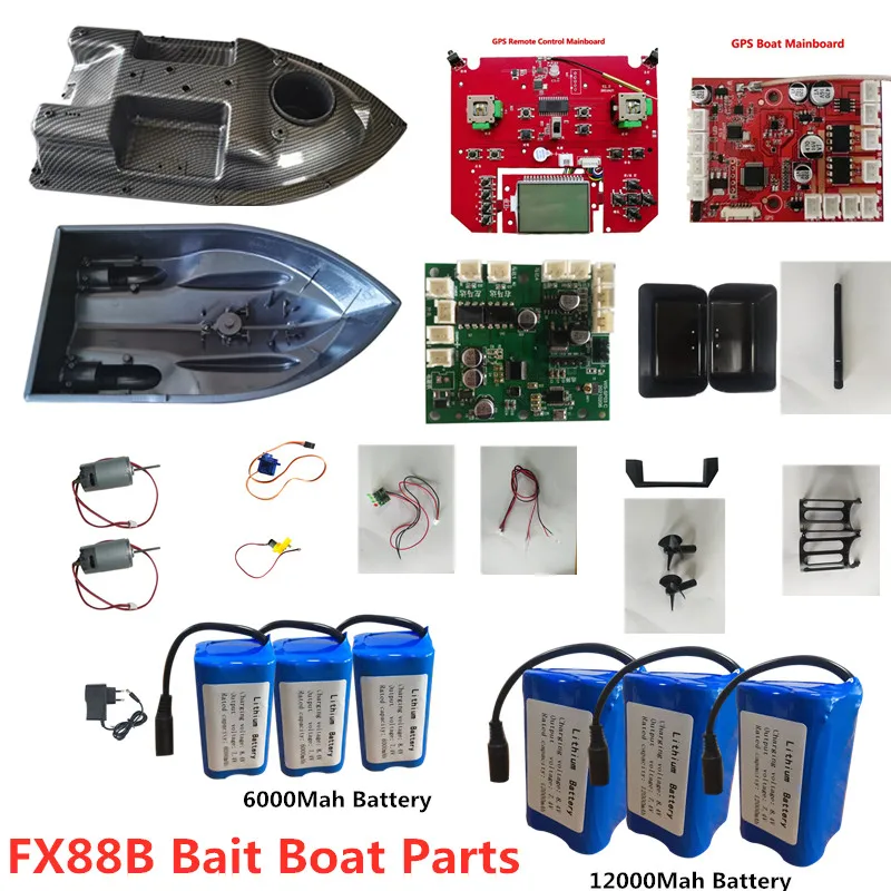 

RC Fishing Bait Boat FX88B Spare Parts 7.4V 12000mah battery/Cover/Charger/Receiver/Remote Control/Motor FX88B GPS Boat Mainboar