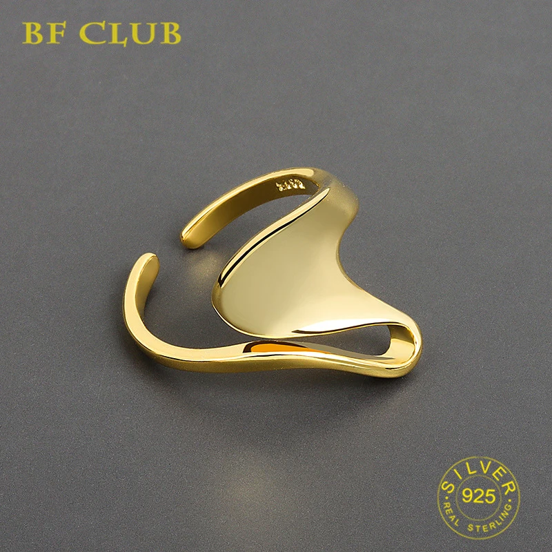 BF CLUB Silver Color Rings for Women Men Twist Trendy Elegant Creative Design Irregular Adjustable Party Jewelry