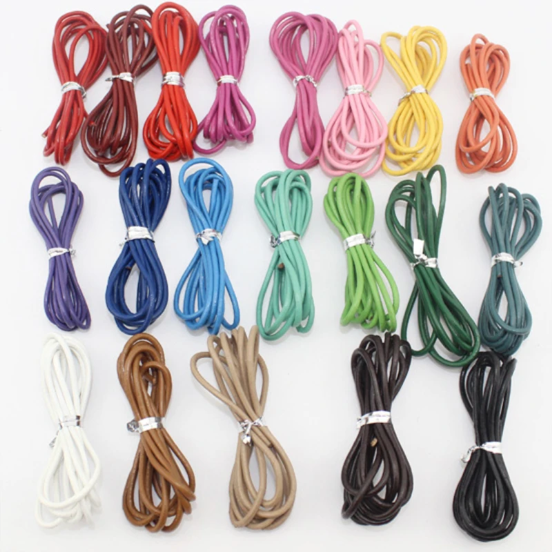 10Meters/lot Mix colors 3mm Real Genuine Round Leather Cords/Strings/Threads Fitting Diy Necklace Bracelet Jewelry Making F593