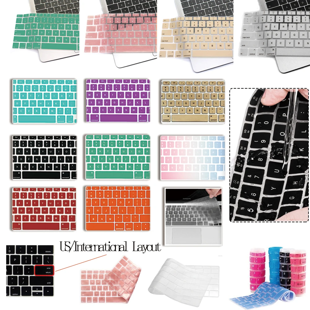 

Keyboard Cover for Apple Macbook 12" A1534 /Pro 13" A1708 Dustproof Waterproof Laptop Silicone Cover US Laptop Protector Film