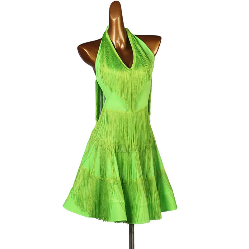 Vestido de dança latina/feminino com borla, para adultos e crianças, para meninas/lady cha/rumba/samba/tango, saia de dança de salão, roupa latina para performance