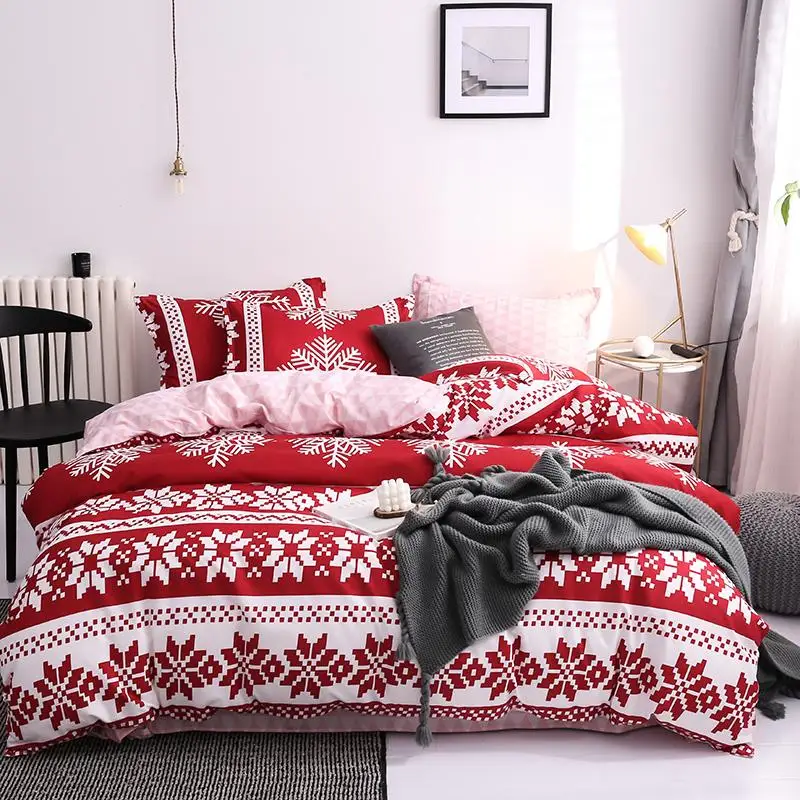 36 New Christmas Snowflakes Home bedding set 3/ 4pcs duvet cover set AB side bed linen flat sheet bedclothes adult Geometric